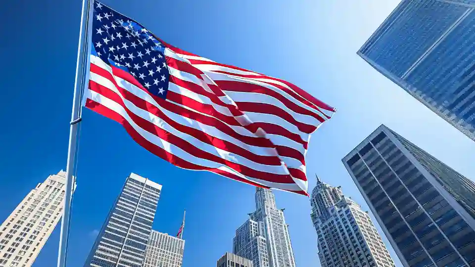 US flag and USCIS building representing visa bulletin update