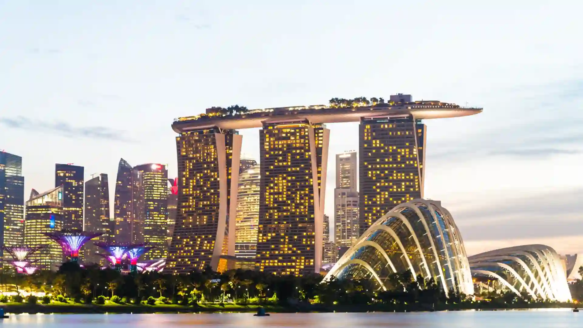 Singapore skyline overlooking Marina Bay